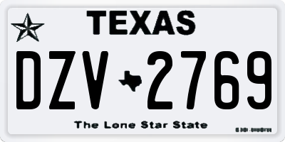 TX license plate DZV2769