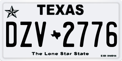 TX license plate DZV2776
