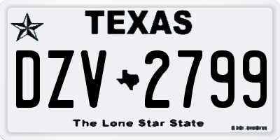 TX license plate DZV2799