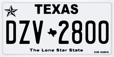 TX license plate DZV2800