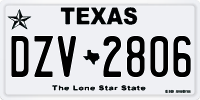 TX license plate DZV2806