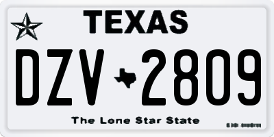TX license plate DZV2809