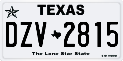 TX license plate DZV2815