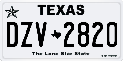 TX license plate DZV2820