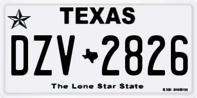 TX license plate DZV2826