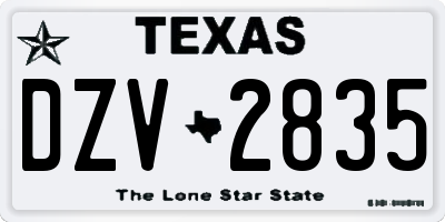 TX license plate DZV2835