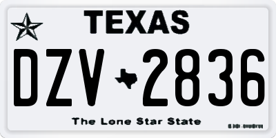 TX license plate DZV2836