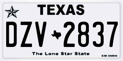 TX license plate DZV2837