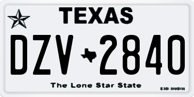 TX license plate DZV2840