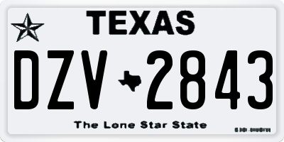 TX license plate DZV2843