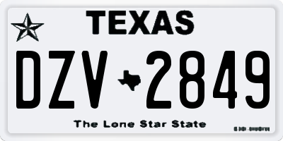 TX license plate DZV2849