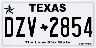 TX license plate DZV2854