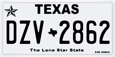 TX license plate DZV2862