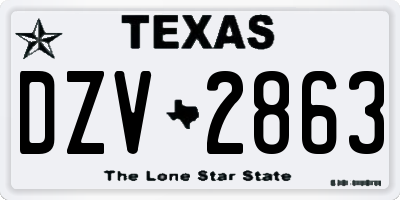 TX license plate DZV2863