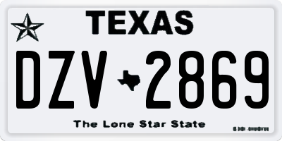 TX license plate DZV2869