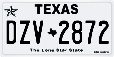 TX license plate DZV2872