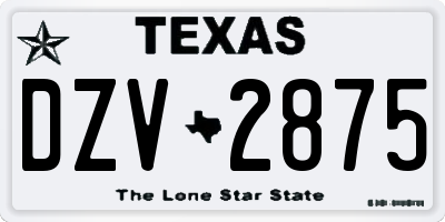 TX license plate DZV2875