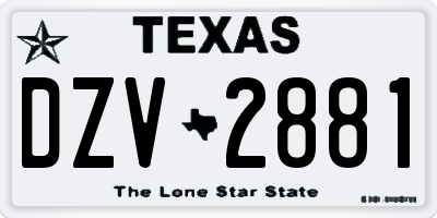 TX license plate DZV2881