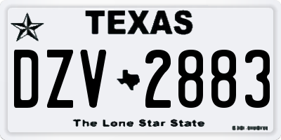 TX license plate DZV2883