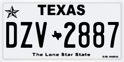 TX license plate DZV2887