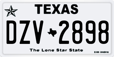 TX license plate DZV2898