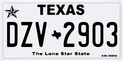 TX license plate DZV2903