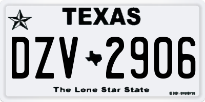 TX license plate DZV2906