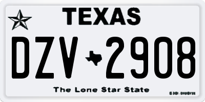 TX license plate DZV2908