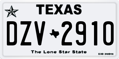 TX license plate DZV2910