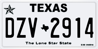 TX license plate DZV2914