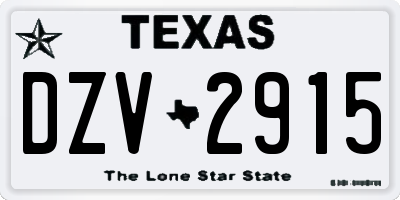 TX license plate DZV2915