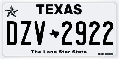 TX license plate DZV2922