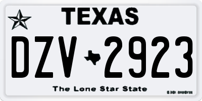 TX license plate DZV2923