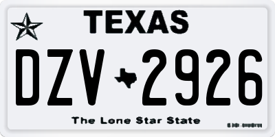 TX license plate DZV2926