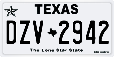 TX license plate DZV2942