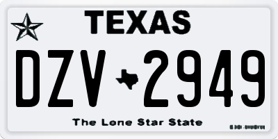 TX license plate DZV2949