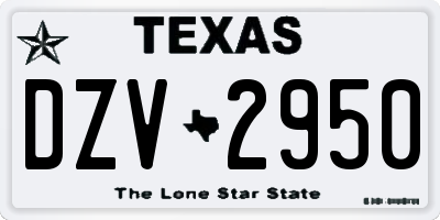 TX license plate DZV2950