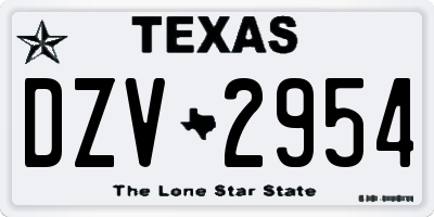 TX license plate DZV2954