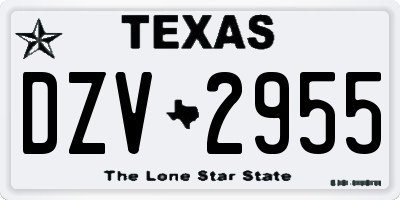 TX license plate DZV2955