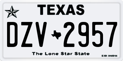 TX license plate DZV2957