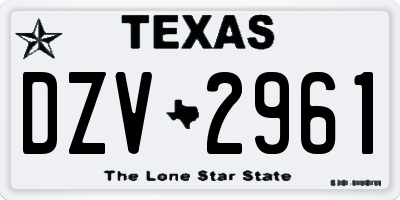 TX license plate DZV2961