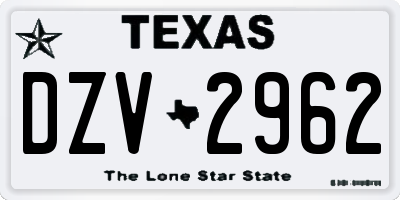 TX license plate DZV2962