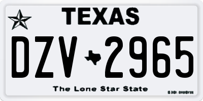 TX license plate DZV2965