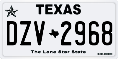 TX license plate DZV2968