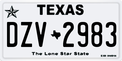 TX license plate DZV2983