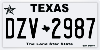 TX license plate DZV2987