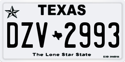 TX license plate DZV2993