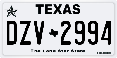 TX license plate DZV2994