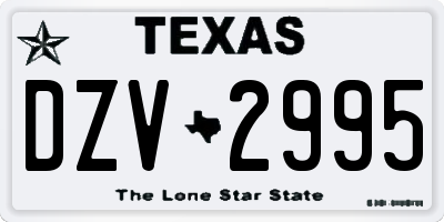 TX license plate DZV2995