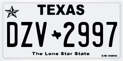 TX license plate DZV2997